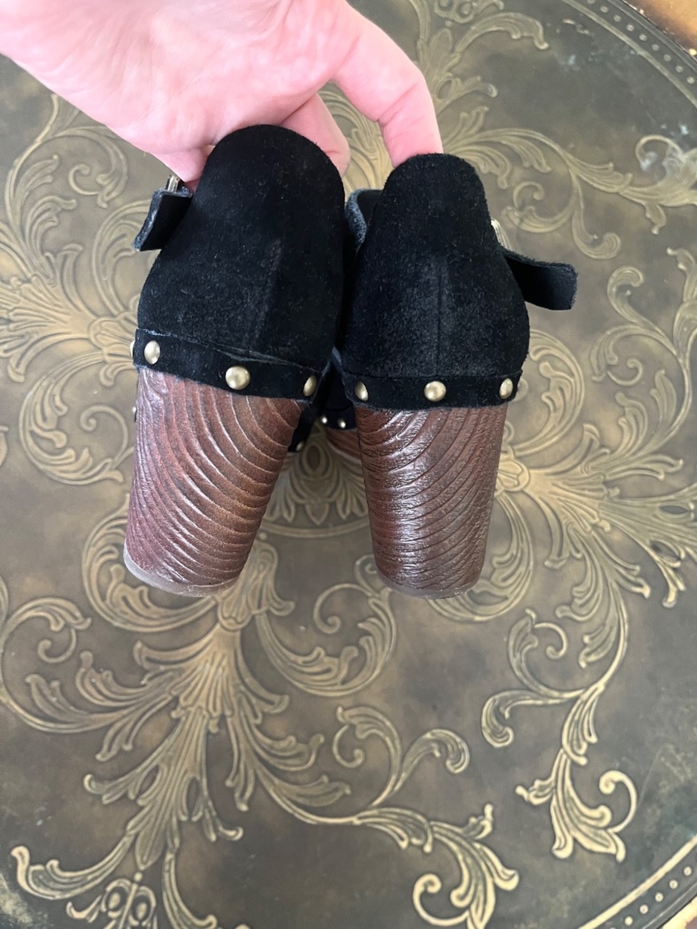 Korks Women's Evah Clog Sandals Black Suede Size 7.5 M Mary Jane Heels - Picture 6 of 10